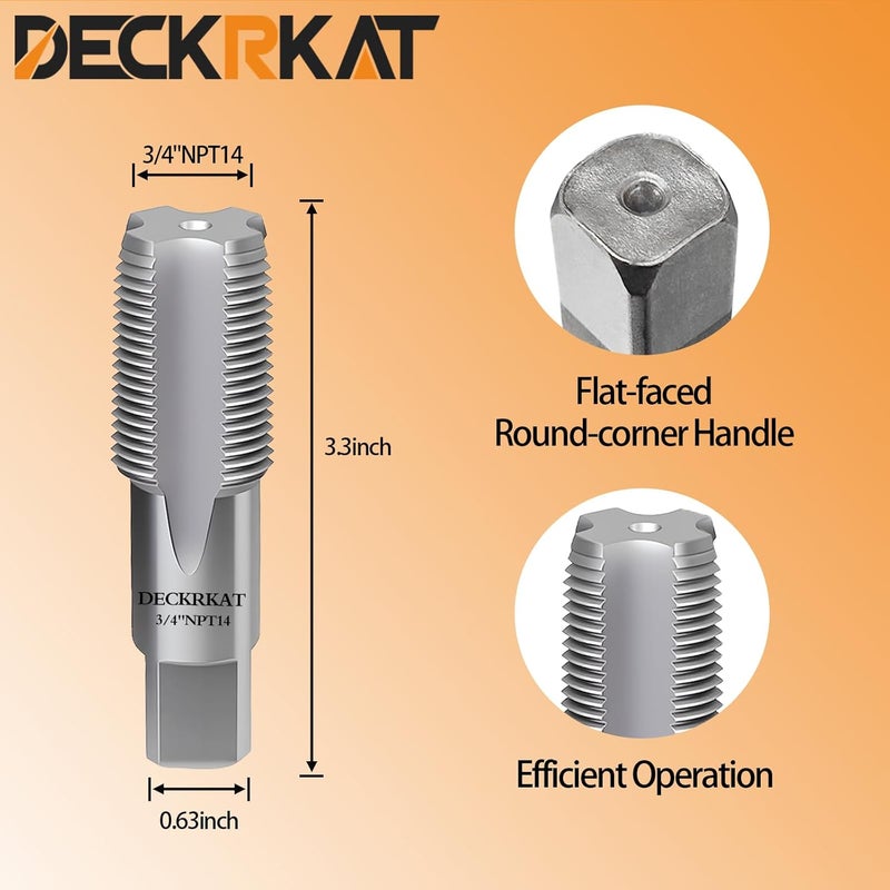 DECKRKAT 3/4" NPT Pipe Tap - High Carbon Steel Pipe Threading Tool, 14 Threads Per Inch Precision Internal Tap for Plumbers, Mechanics & DIY, with Protective Case. - Image 2